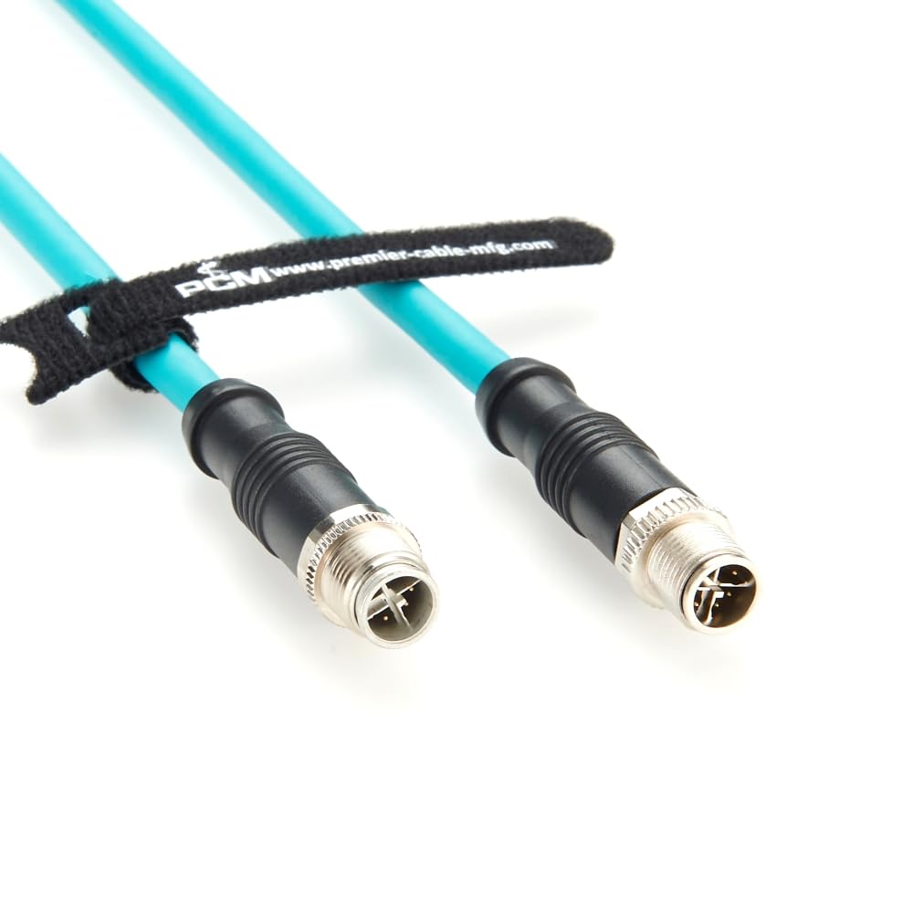 M12 8 Pin X Coded Male to Male Cable High Flex Waterproof Cat6A Industrial Ethernet Cable GigE Vision Shielded Cord Compatible Cognex Industrial Camera Sensor PLC (3.5M/11.5FT)