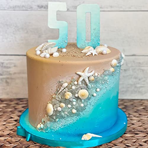 Image of Sakolla Marine Theme Fondant Molds, 4 PCS Seashell Conch Starfish Baking Silicone Molds for Cake Decoration Chocolate Soap Crafting
