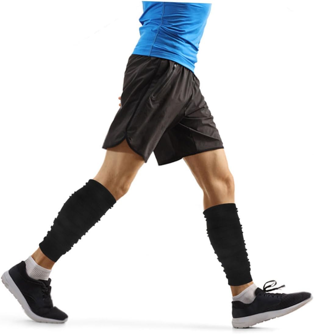 2pcs Men’s Calf Compression Leg Sleeves for Soccer and Running, Black S Youth Size, Breathable Fabric Sports Support for Performance