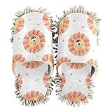 PUXUQU Zapatillas de limpieza de casa para mujer, linda cara de león para casa, zapatos de limpieza de piso, zapatillas para mujeres, hombres, niños, uso en interiores, multicolor, 36/39 EU
