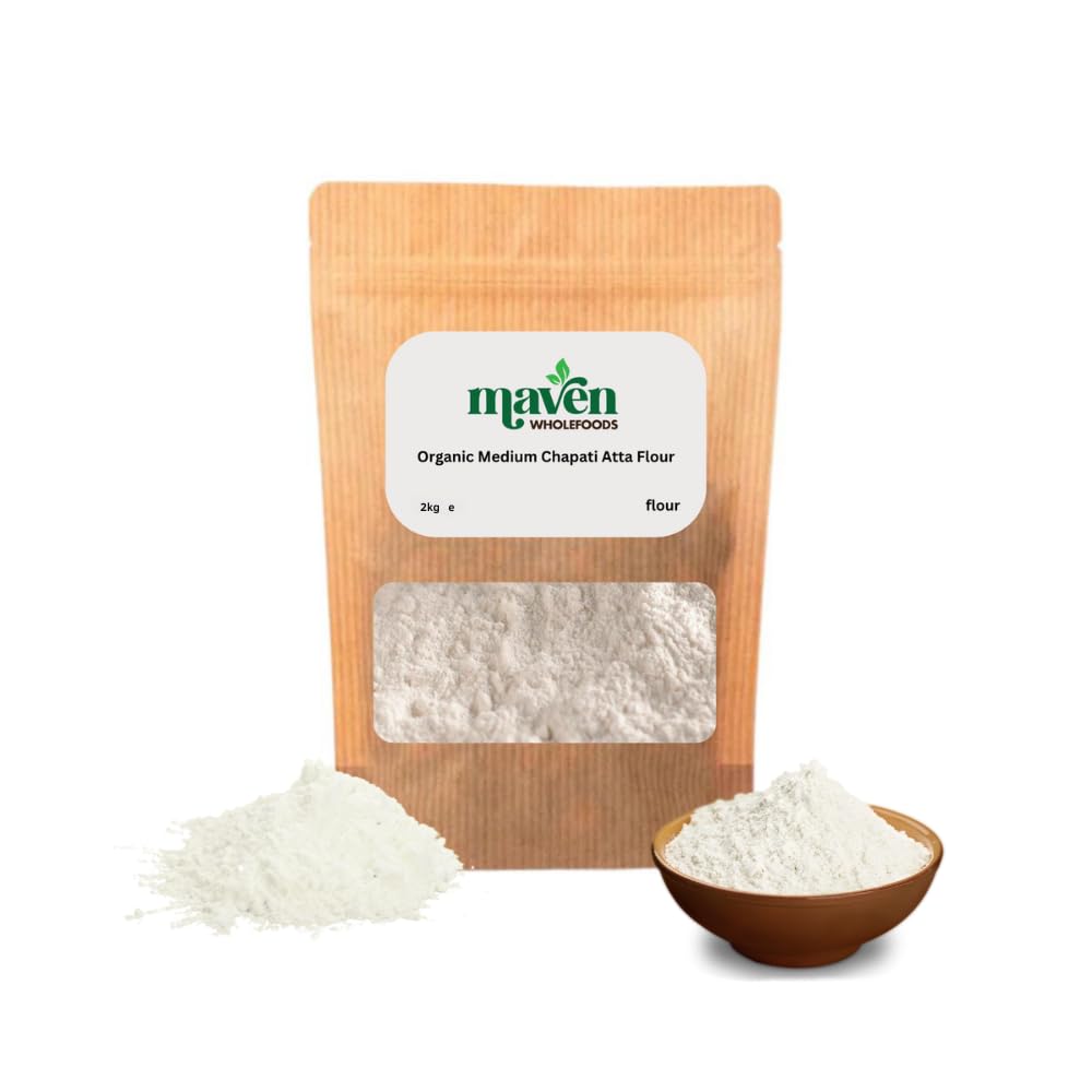 Organic Medium Chapati Atta Flour 2kg | Organic Indian Roti Flour | Naan & Paratha Flour | GMO Free | Vegan | 100% Natural Whole Wheat | Soft & Fluffy Flatbreads | Freshly Milled