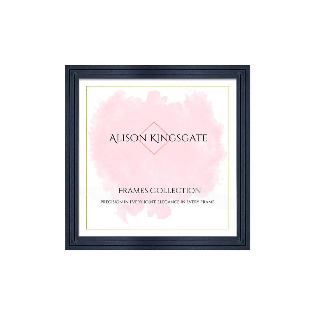 Alison Kingsgate Step 16X16 Black Picture Frames - Engineered Wood Photo Frame with Shatterproof Perspex - Suitable for Wall Hanging or Tabletop Display - Available Sizes A0 to 100X90CM