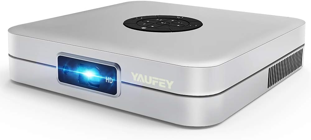 Yaufey Mini 3D DLP Projector, 4000 Lumens Android Video Projector WiFi Compatible with Smartphone Support HD 1080P HDMI/USB/Bluetooth, Ideal for Home Cinema Theater
