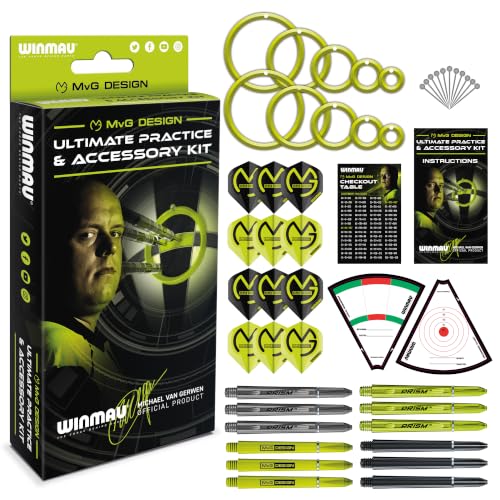 Winmau Uniseks MvG Akcesoria do Dart, Zielony/Czarny, 40 Elementów