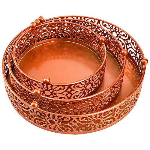 Hedume 3 Pack Round Cake Stand, 3 Sizes Metal Cake Stand Set, Dessert Display Cupcake Stands, Wedding Brithday Party Celebration Dessert Cake Display Plates-Orange #TOP2