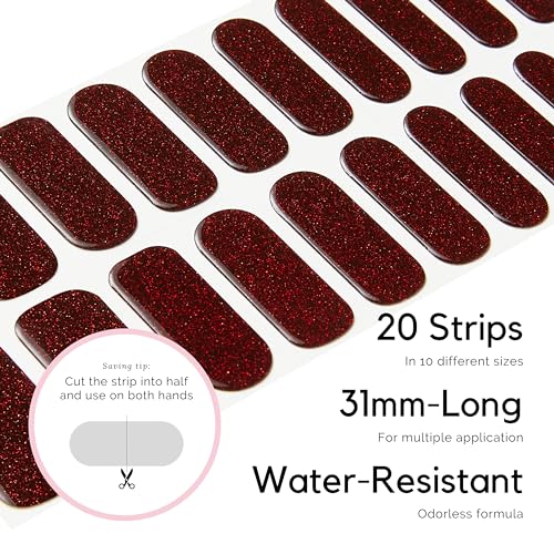 NAILOG Semi Cured Gel Nail Strips (20 Extra Long Stickers), Red Carpet - Image 4