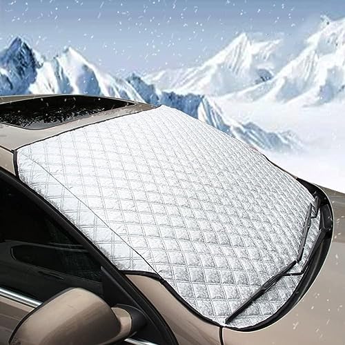 Image of Car Windshield Sunshade Cover - Heavy Duty Protective Windscreen Cover for All-Season Use- Snow Ice Frost Sun UV Dust Water Resistent - Pefect Fit for Cars All Years Summer /Winter