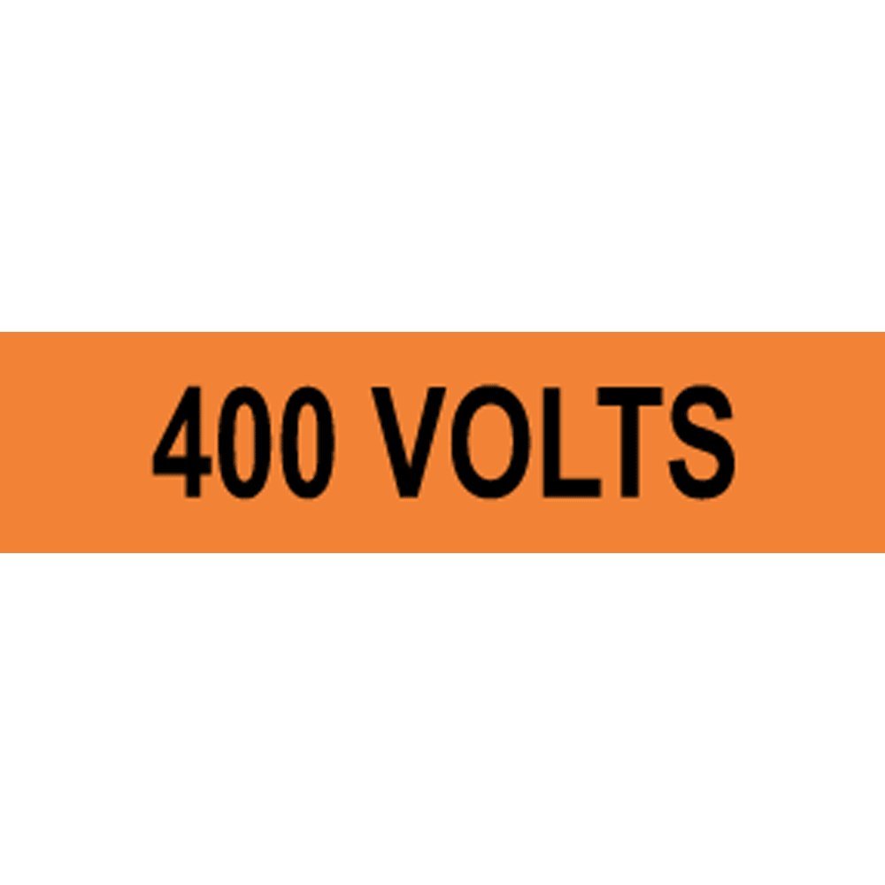 ComplianceSigns.com 400 Volts Safety Label Decal, 4x1 inch 10-Pack Vinyl for Electrical Pipe Markers