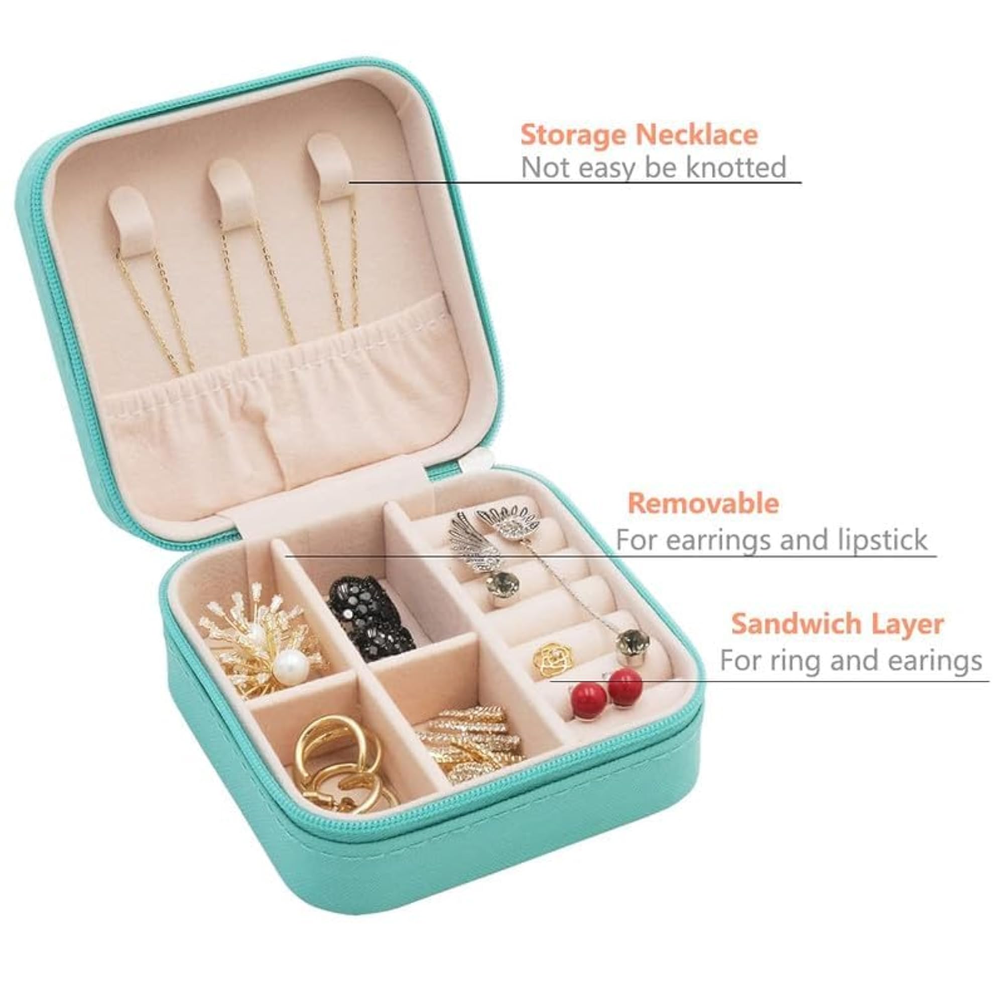 Compact Faux PU Leather Mini Jewelry Organizer Box