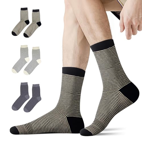 Socks for Men Classic Versatile Funny Formal Office Work Socks 3 Pairs (7-11)