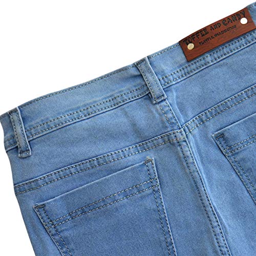 Toffee and Candy Kidswear Breathable and Stretchable Casual Regular Fit Denim Light Blue Shorts for Girls Age Group 14-15 Years 30 4