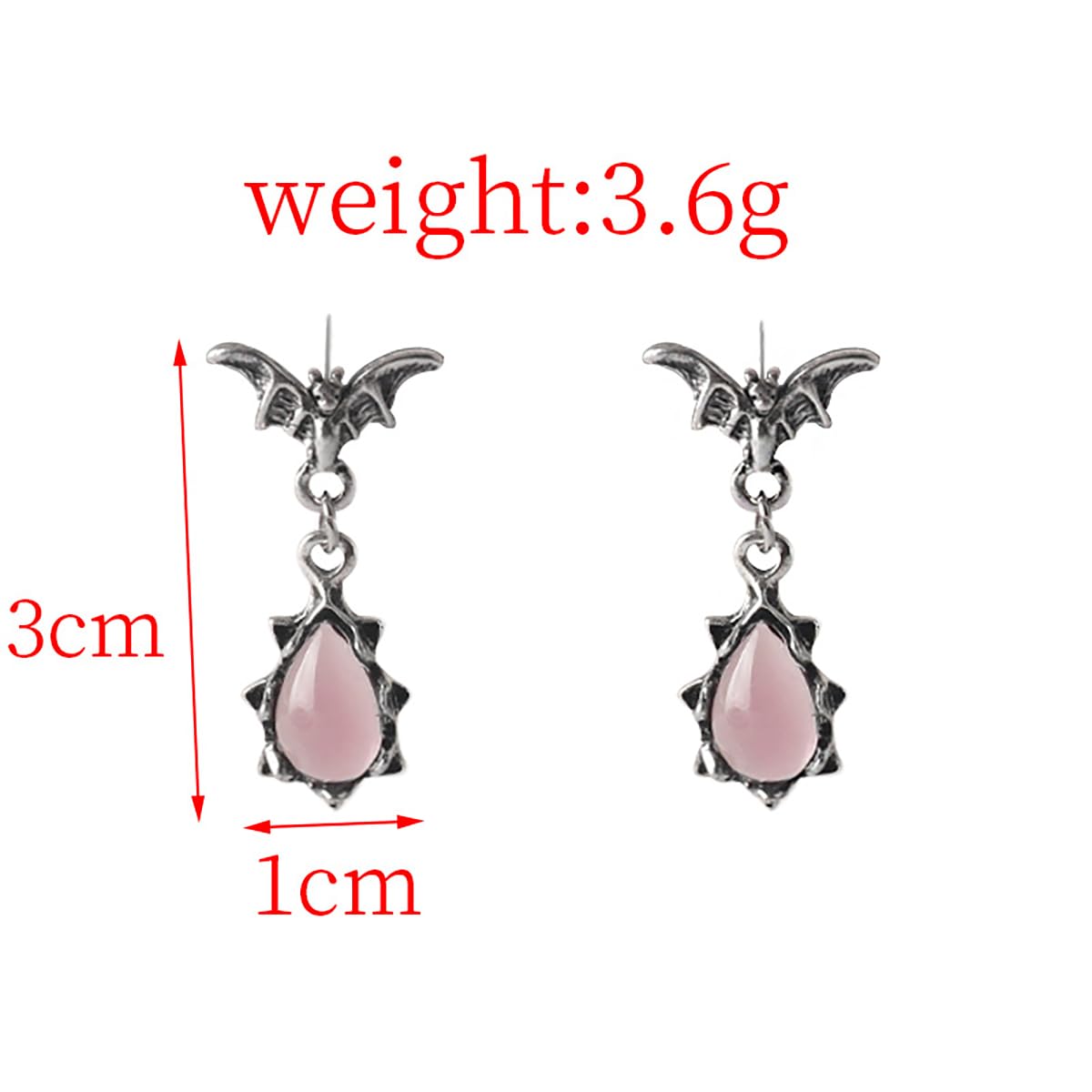 Gothic Dark Bat Zircon Earrings Vintage Red Crystal Bat Dangle Drop Earrings Variety Gothic Vampire Bat Earrings Punk Rock Hip Hop Bat Animal Earrings Halloween Jewelry for Women and Men: Pink