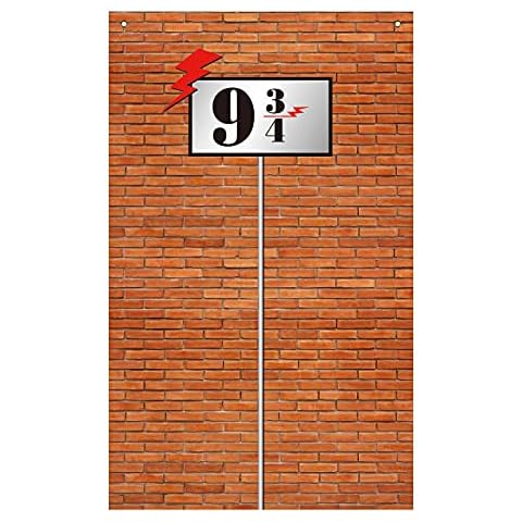 WEDNOK Platform 9 And 3/4 Brick Wall Party Backdrop Wizard Magic School Decorative Background Banner for Kids Adult Halloween Party Decoration Take Photo Prop Children Birthday Gift Cover