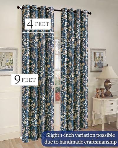 Image of Cloth Fusion Printed 100% Blackout Long Door Curtains 9 Feet Set of 2
