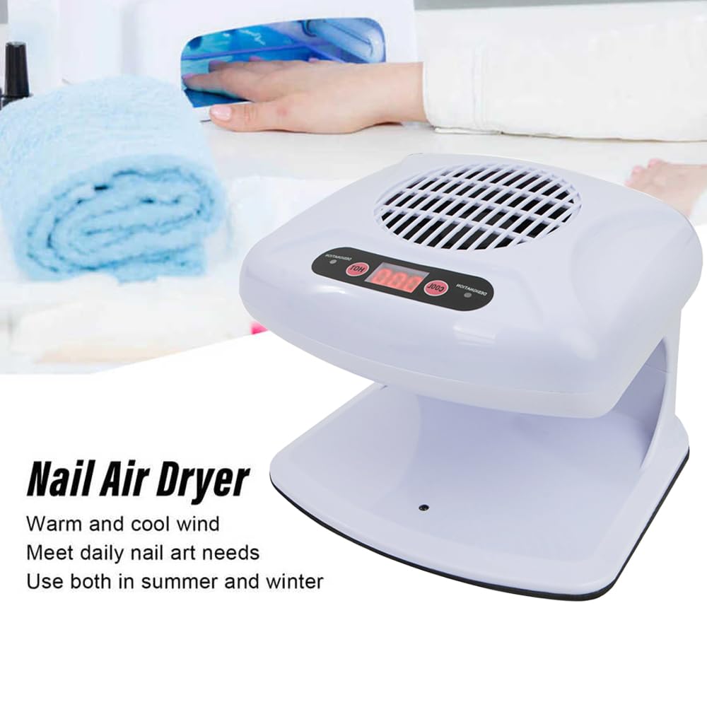Essiccatore ad aria per unghie, sensore a infrarossi 2 in 1, 300 W, a induzione automatica, ad aria fredda e calda, ventilatore per asciugare lo smalto, per uso domestico e salone di bellezza (bianco)