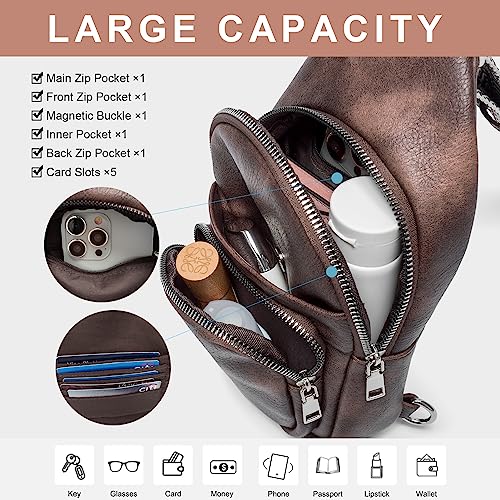Image of CLUCI Sling Bag for Women, Vegan Leather Fanny Pack Crossbody Bags for Women, Chest Bag With Guitar Strap