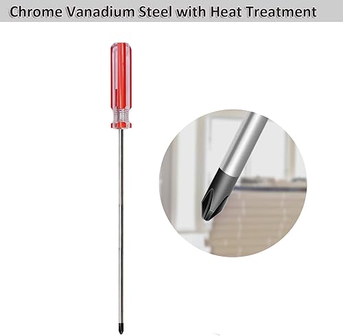 Miniatura 10 de Phillips - Destornillador largo de 8 pulgadas, destornillador SKZIRI extra largo con punta magnética, destornillador de cabeza cruzada (8 pulgadas