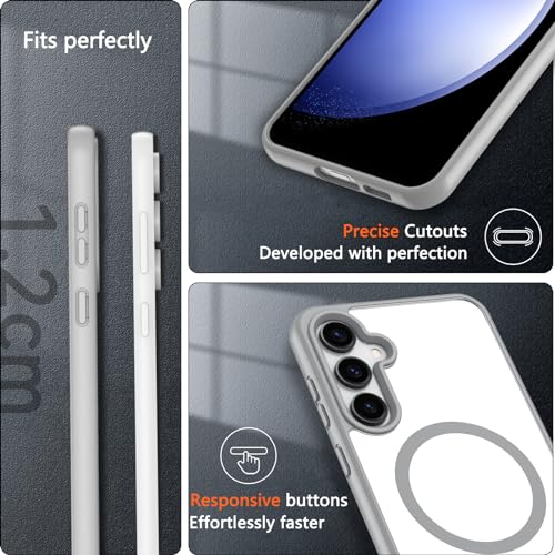 Image of OWKEY Design for Galaxy S23 FE Case 6.4'', Magnetic Galaxy S23 FE Case for Magsafe with Screen Protector [Military-Grade Protection] Shockproof Phone Cover Slim Protective Bumper for S23 FE 5G, Gray