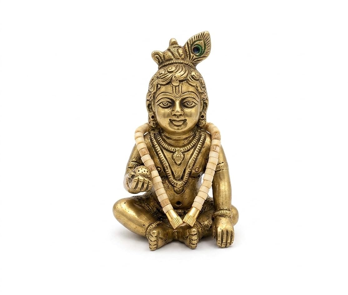 Tulsi Mala Set (3 Pieces) for Laddu Gopal & Krishna Idol | Small Haar Necklace for Pooja & Shringar-image-9