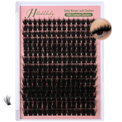 Spikes Lash Clusters Wispy Manga Eyelash Clusters Thick 100D Mega Eyelash Extensions Anime Eyelashes Clusters Reusable Full Volume Individual Lash Extension by Hushlibaby (12-24mm)