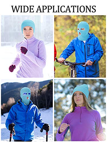 Image of SATINIOR 3 Holes Ski Mask Full Face Cover Outdoor Balaclava Winter Knitted Neck Gaiter for Halloween Sports Cycling