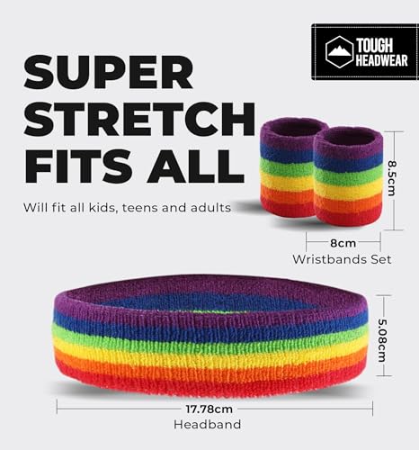 Image of Tough Headwear Terry Cloth Headband - Sweat-Wicking Running Head Band - Basketball Accessories - Headband for Washing Face