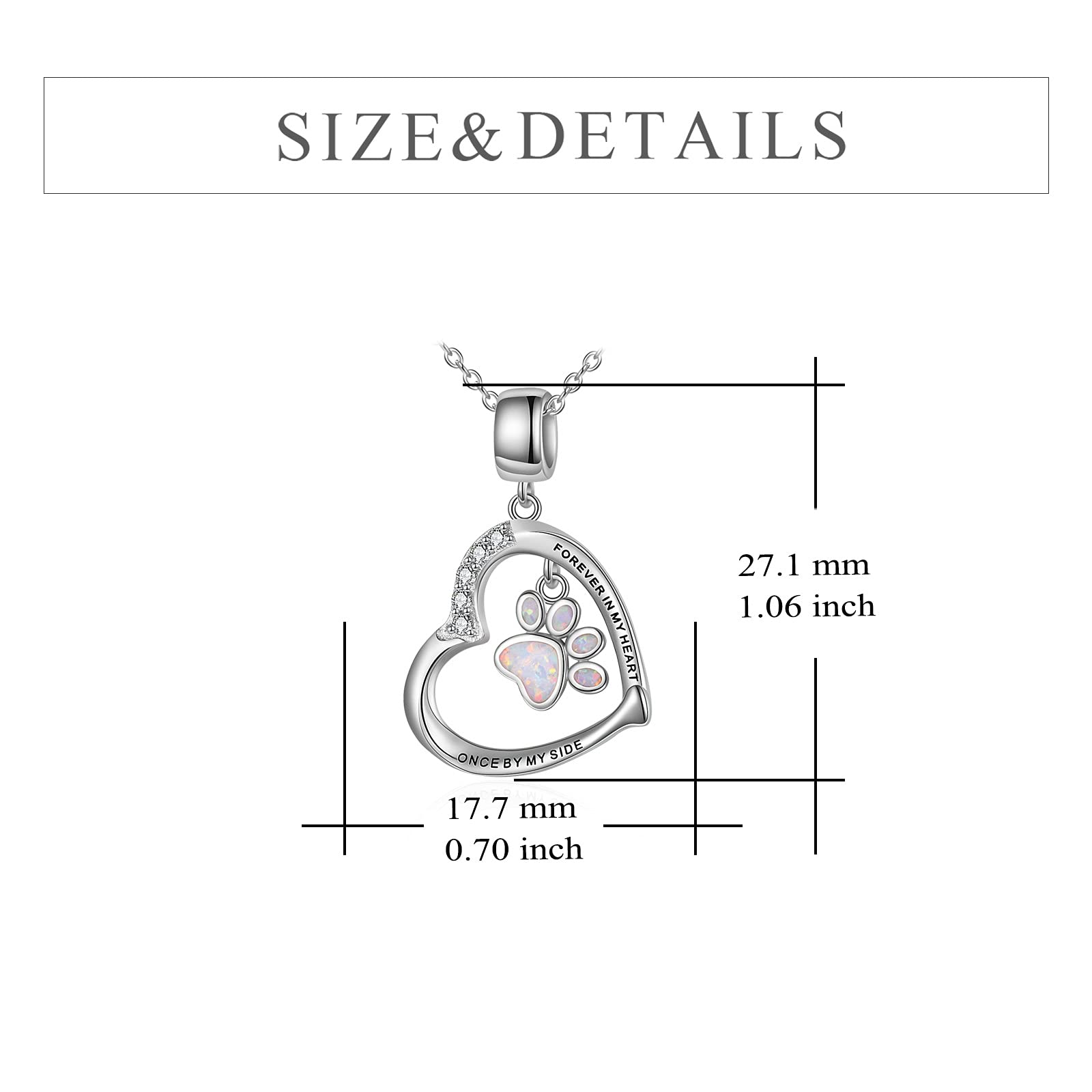 YFN Collar de ópalo con diseño de corazón de corazón de plata de ley para niñas, Plata esterlina, Cubic Zirconia