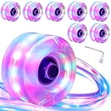 Rolitwils 8 Pack 78A Light up Roller Skate Wheels 32 * 58/36 * 65mm,Skate Wheels with Bearings Installed for Indoor or Outdoor Double Row Skating and Skateboard Accessories