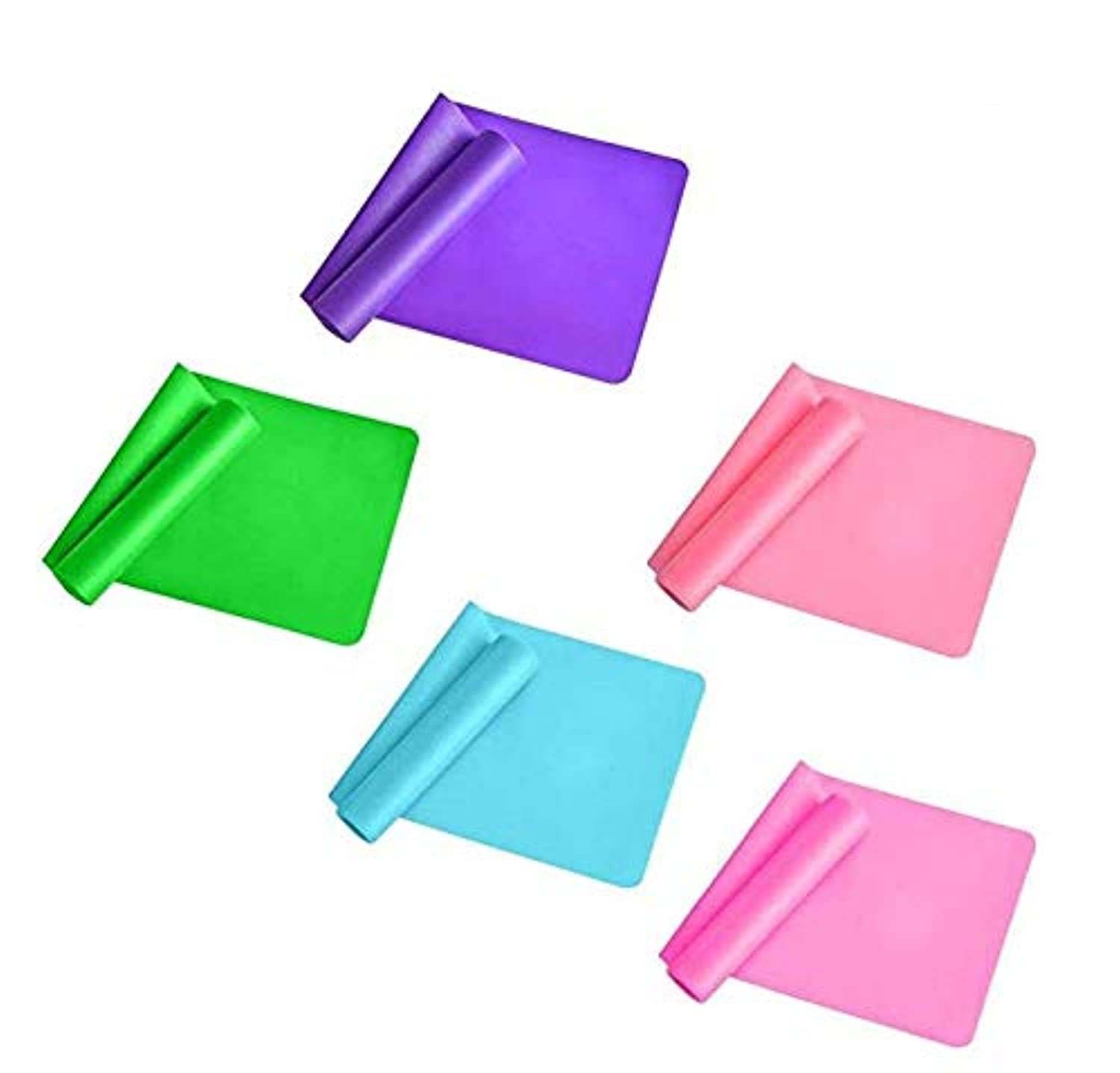 Showay Set Of 5 Yoga Elastic Straps For Workout And Stretching Rubber Resistance Belt Fitness Band Women Men Pull Up Stretch Bands Legs, Arms Or Full Body, Physical Therapy, Pilates