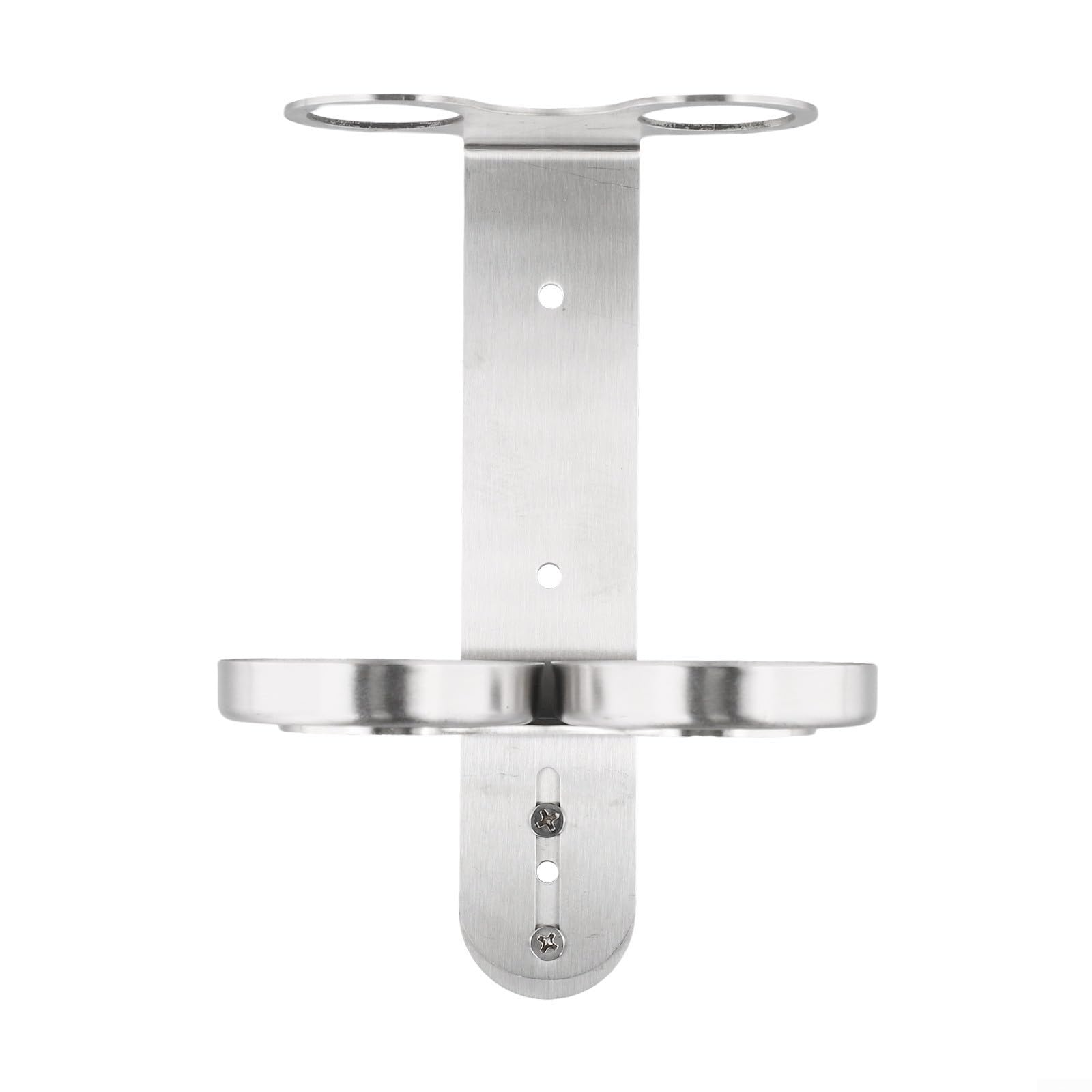 Yhenlovtt Dispenser di sapone da parete in acciaio inox con supporto per bottiglie da bagno e cucina commerciale cromato lucido (2 fori)