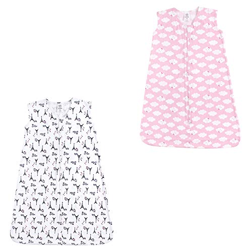 Luvable Friends Unisex Baby Sleeveless Muslin Cotton Sleeping Bag, Sack, Blanket, French Poodle Clouds Jersey 2-Pack, 12-18 Months