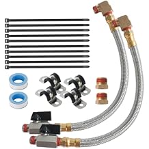 2 Pack Extended Tank Drain Valve Assembly Kit for Air Compressor, Including 10 Inches Air Compressor Tank Drain Hose 1/4 inch NPT, 1/4" to 3/8" Brass Adapter and Thread Seal Tape