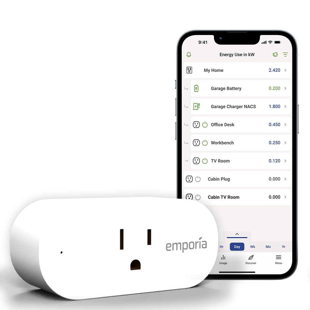 Emporia Energy Monitoring Smart Plug WiFi Smart Outlet Plug Works with Alexa and Google Home - 15a WiFi