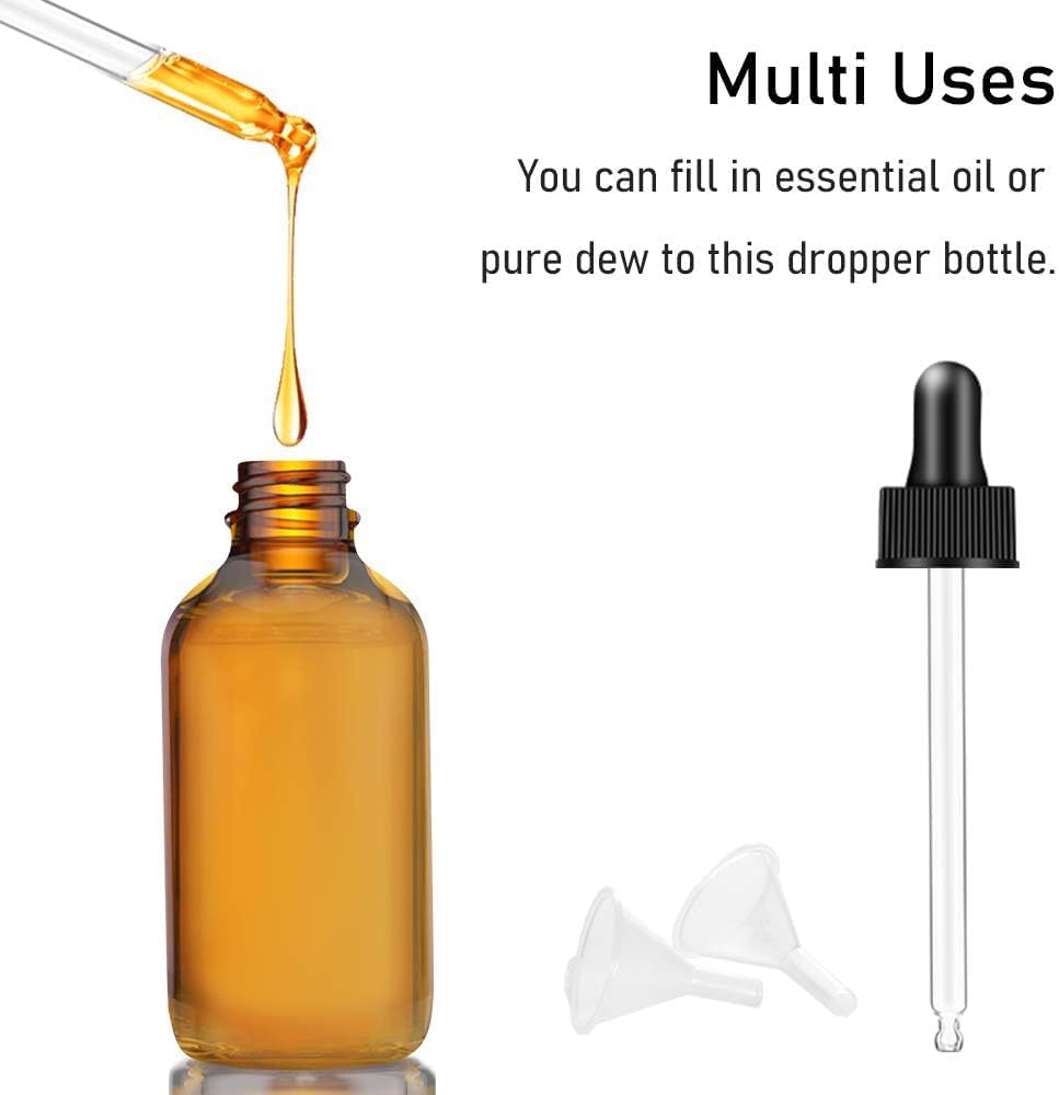 Bumobum Amber Dropper Bottles 4 oz, 24 Pack 120ml Tincture Bottle with Dropper, 2 Funnel and 2 Long Dropper, Empty Glass Dropper Bottles with Eye Dropper For Travel, Home use