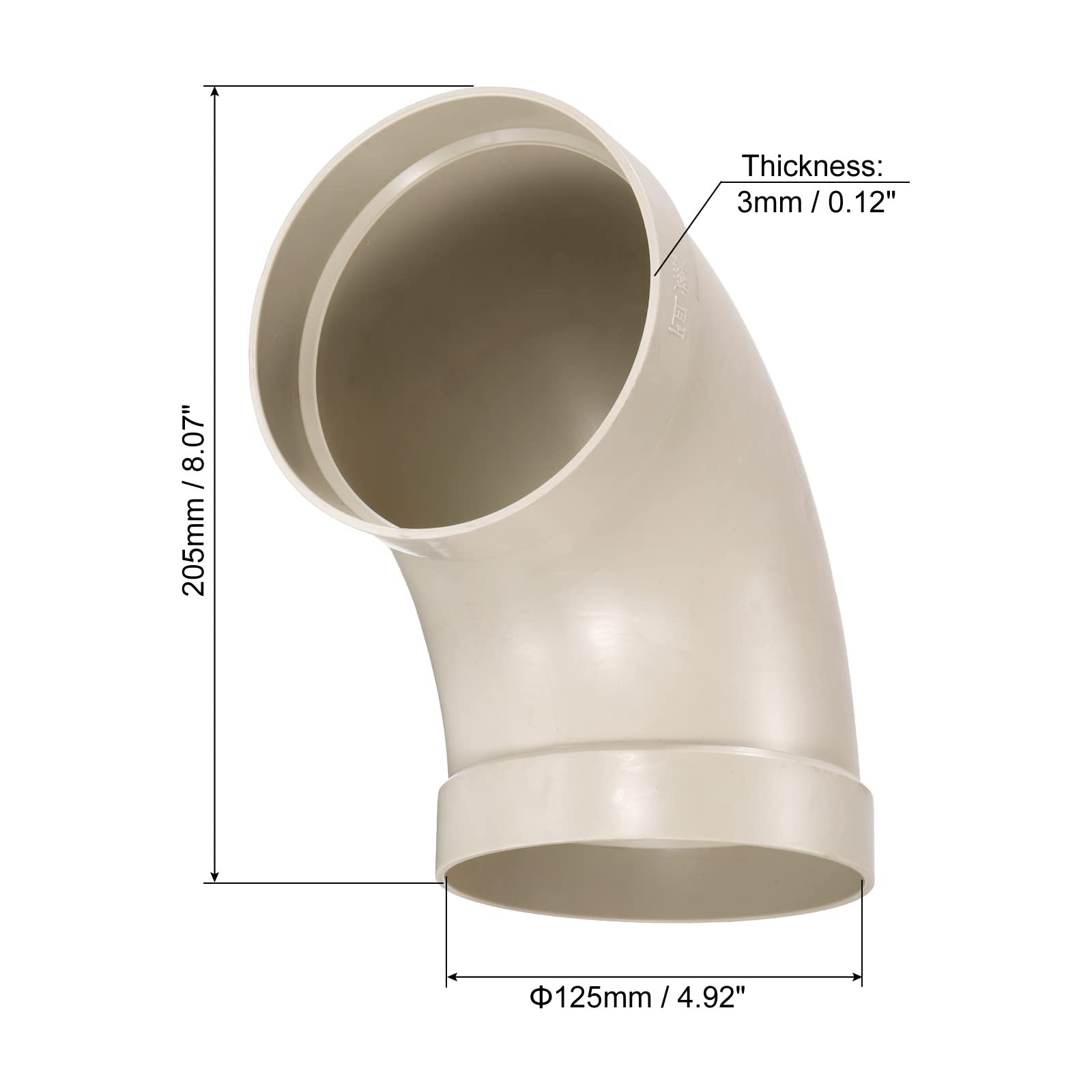 PATIKIL 5" ID Gomito 90 Gradi Condotto Tubo Connettore, Ventilazione Tubo Flessibile Ignifugo Adattatore per Fai da Te Casa Fabbrica Industriale Sfiato Sistemi