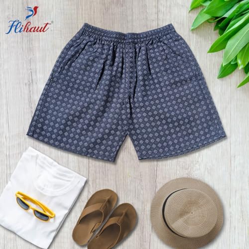 Image of Men's Cotton Shorts Waistband, Zip Fly, 1 Zip Pocket, Back Pockets (Pack of 2)