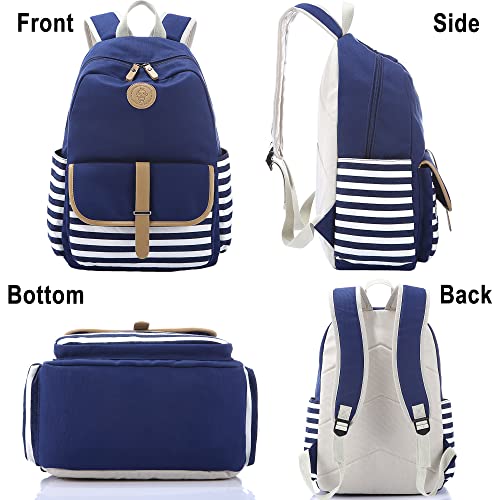 Joyfulife School Backpacks for Teen Girls Lightweight Canvas Backpack Student Bookbags with Lunch Bag 4 in 14