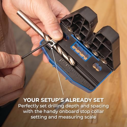 Image of Kreg Dowel Jig Kit - Doweling Guide Kit with Removable Drill Guides - No-Measure Doweling Jig for Benchtop and Workshop Projects - Cabinet Joint Alignment Tool - KHJD345