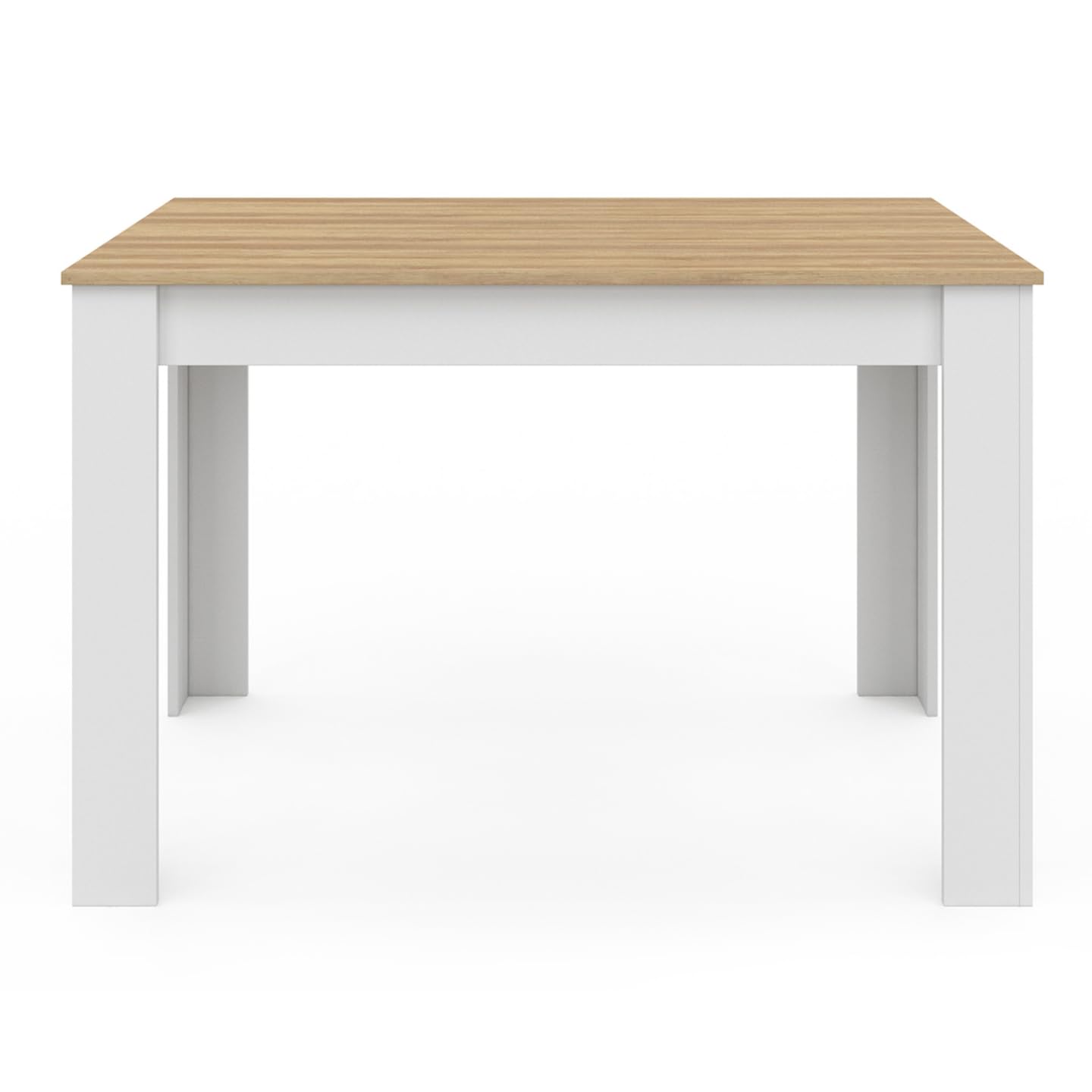 IDMarket - Table à Manger Rectangle ROZY 4 Personnes Blanc Plateau façon hêtre 110 cm