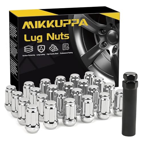 Image of MIKKUPPA 7 /16-20 24PCS Wheel Lug Nuts - Replacement for 1984-1986 Toyota 4runner, 1969-1987 Blazer, 1970-1987 Jimmy, 1960-1987 K10 Aftermarket Wheel, Chrome 7 /16 inch-20 Closed End Solid Spline Tire Nut