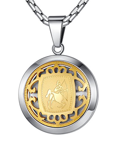 Aoiy Stainless Steel Sagittarius Zodiac Horoscope Sign Pendant Necklace, Unisex, 21 Chain, ggp096jy
