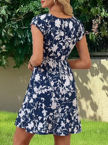 Image of HUHOT Teen Petite Women Floral Short Summer Mini Dresses with Pockets Cute Milkmaid Sundress 2026