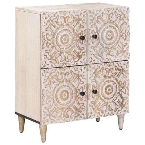 vidaXL Aparador con Puerta 60 x 33,5 x 75 cm Madera de Mango Maciza, Sala de Estar, Moderno, diseño Elegante con Muebles Minimalistas y luz cálida, para Relajarse y socializar