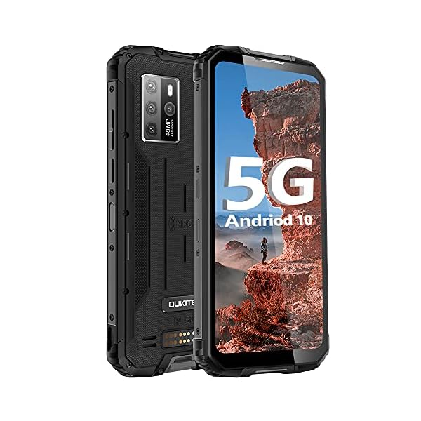 Rugged Smartphone,OUKITEL WP10 5G Unlocked Phones,6.67''FHD+8000MAH Battery 18W Fast Charge,8GB+128GB Android 10,48MP AI Camera,Fingerprint/Face ID/NFC,Waterproof Cell Phone Global Version Black
