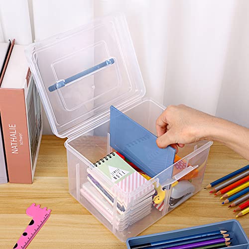 Image of BTSKY 2 Layer Clear Plastic Dividing Storage Box with Removable Tray Multipurpose Stationery Storage Box with Handle Portable Sewing Box Art Craft Supply Organizer Home Utility Box (Small Blue)