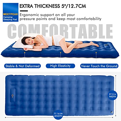 MEETPEAK Camping Sleeping Pad, 5 Inch Extra Thickness Inflatable