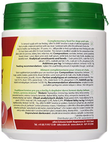 cdVet Naturprodukte Fit-Barf Sensitive 350 g - Getreidefrei für Hunde & Katzen - Unterstützung ernährungsbedingter Bedürfnisse bei Rohfütterung - Ideal für Diätpläne