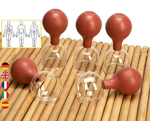 Lunata SET 5x Juego de Ventosas con Bola de Succin,  60, Ventosa anticelulitica, Ventosas para un Masaje profesional