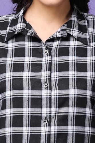 Image of POPWINGS Casual Checks Print Shirt for Women | Cotton Full-Sleeves Women Shirt | Summer Shirt for Women | Stylish Shirt for Women