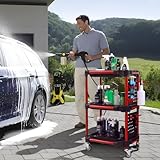 YTCYKJ Auto Detailing Tool Cart with 2 Tool Hanging Board,3-Tier Utility Rolling Cart,Car Detailing Organizer for Garage DIY Home Studio Projects,Storing Your Tools - Image 8